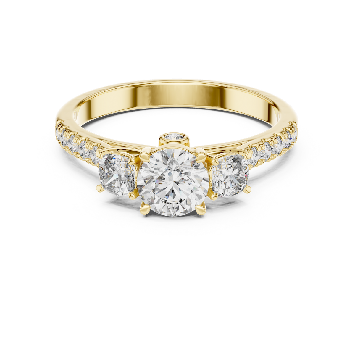 Classic Three-Stone Brilliant Round Cut Diamond Ring