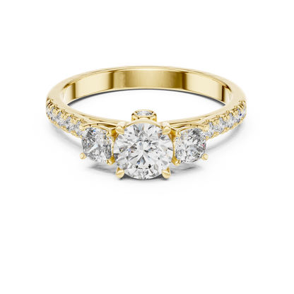 Classic Three-Stone Brilliant Round Cut Diamond Ring
