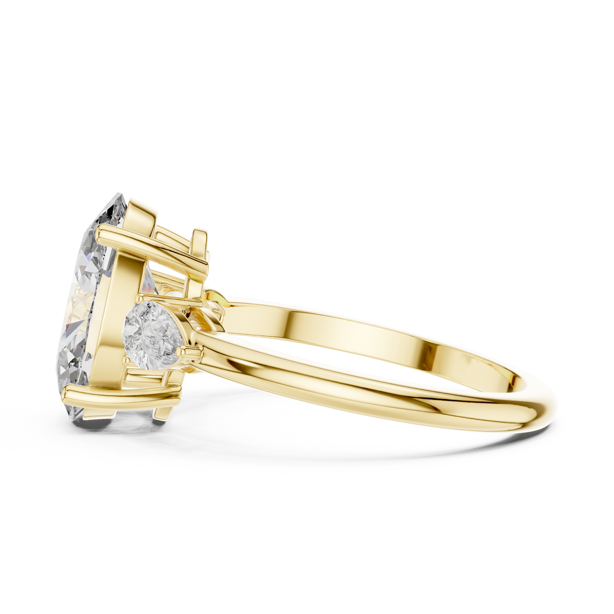 Oval Cut Diamond Three-Stone Ring with Pear Side Stones