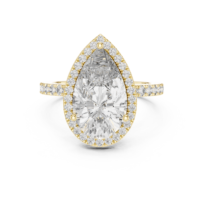 Pear-Cut Diamond Halo Engagement Ring with Pavé Band