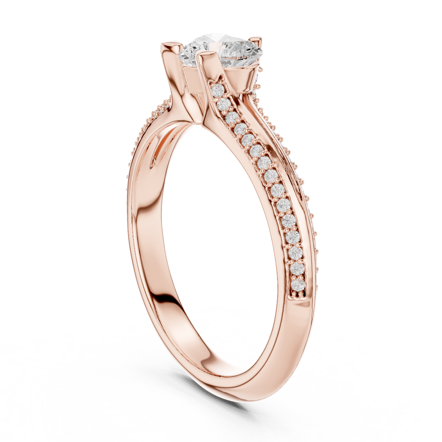 Heart-Cut Diamond Split-Shank Engagement Ring