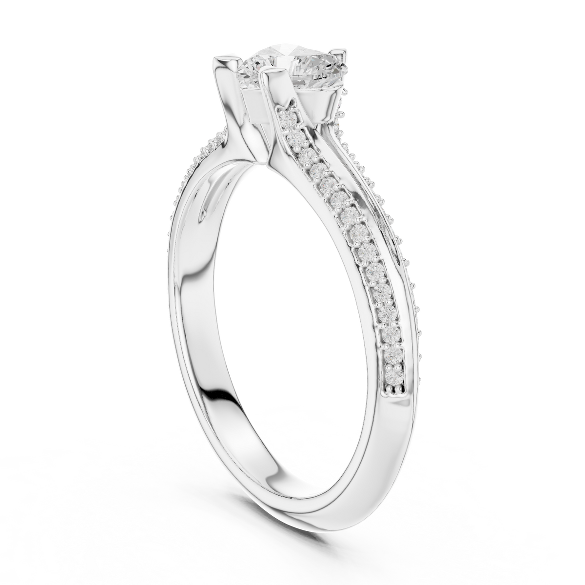 Heart-Cut Diamond Split-Shank Engagement Ring