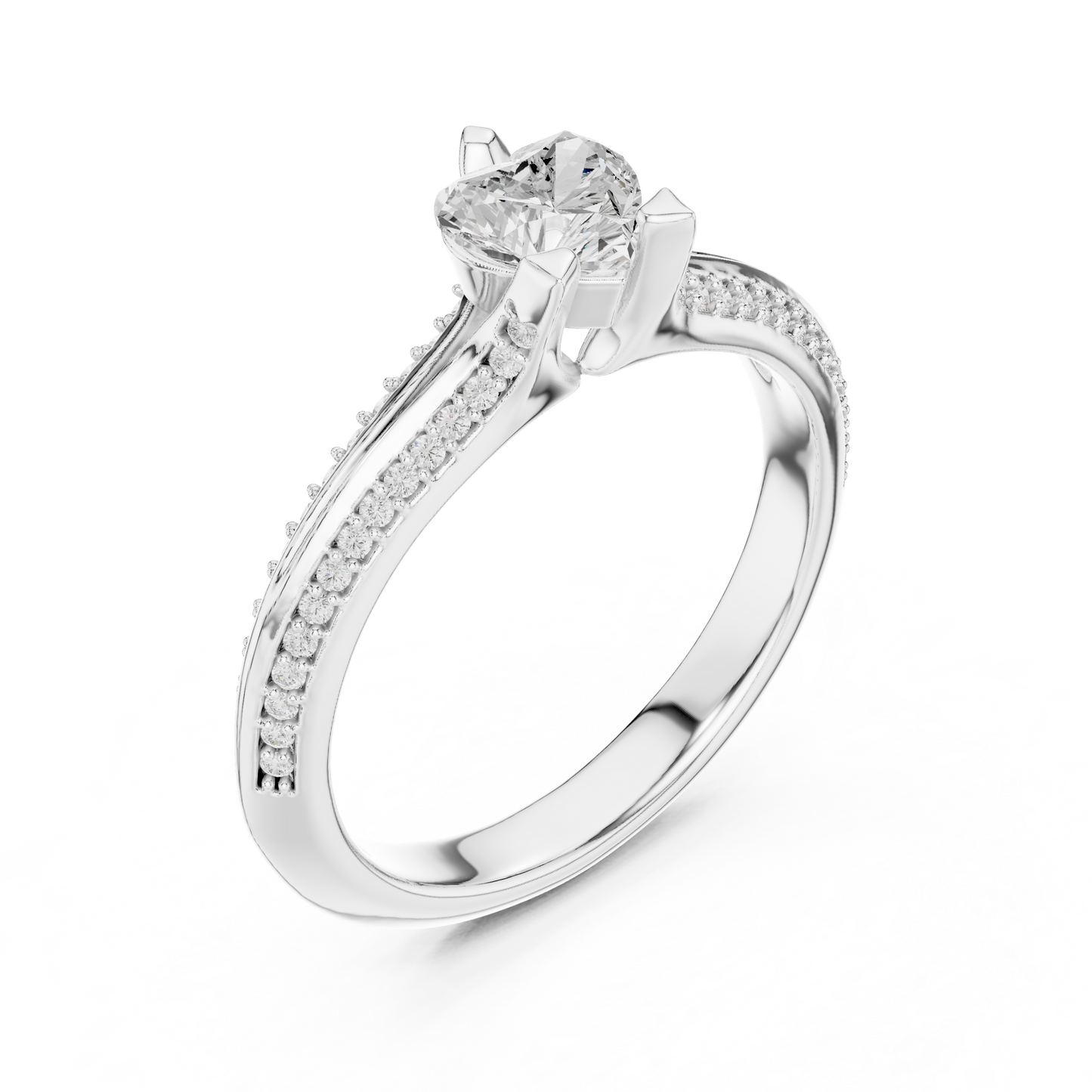 Heart-Cut Diamond Split-Shank Engagement Ring