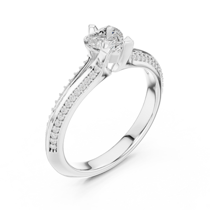 Heart-Cut Diamond Split-Shank Engagement Ring