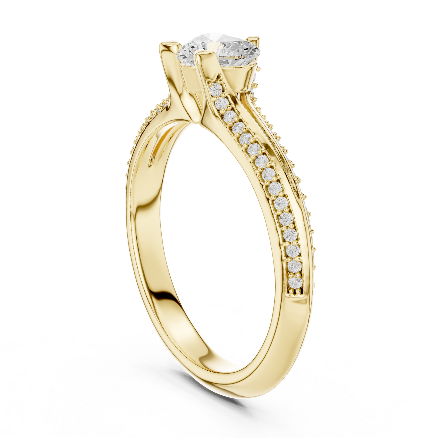 Heart-Cut Diamond Split-Shank Engagement Ring