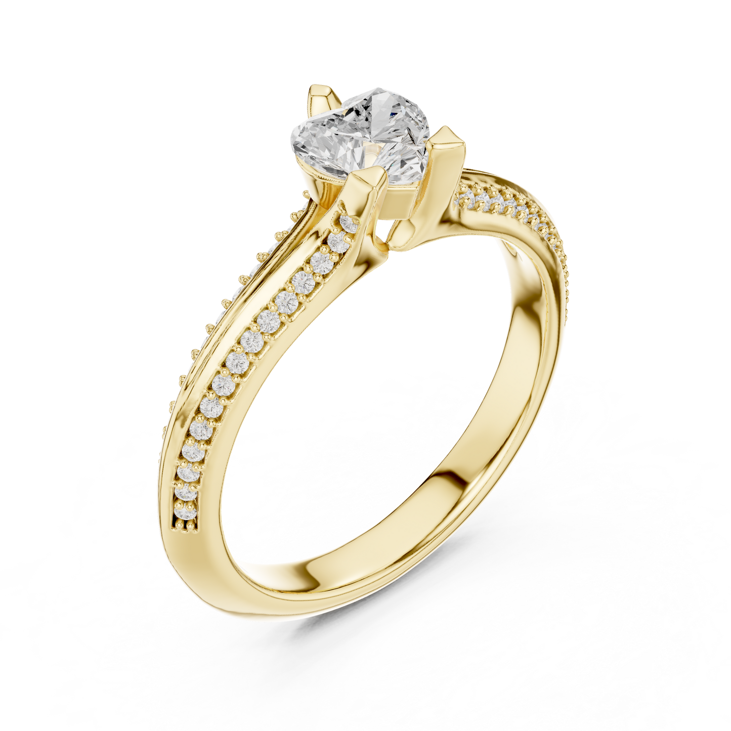 Heart-Cut Diamond Split-Shank Engagement Ring