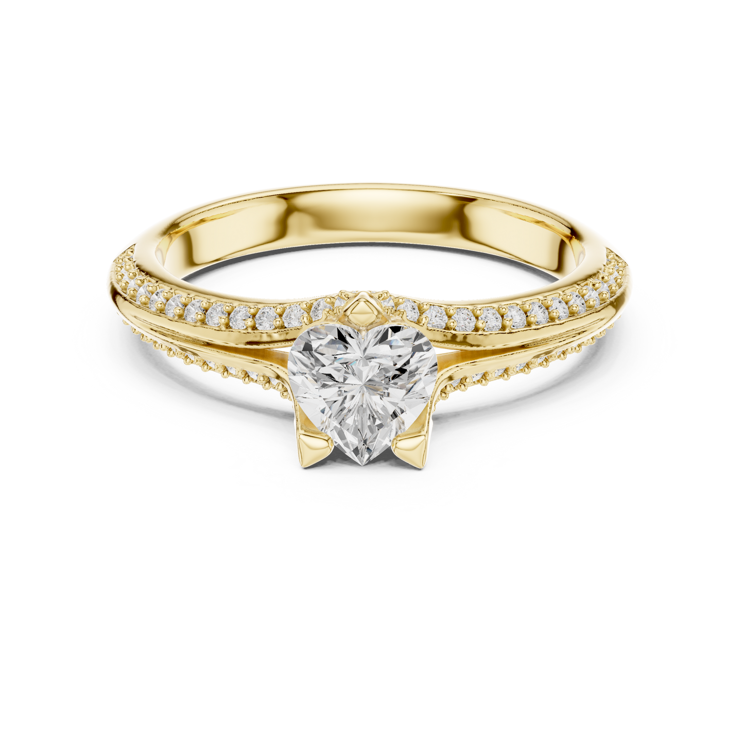 Heart-Cut Diamond Split-Shank Engagement Ring