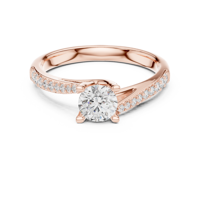 Round Brilliant Bypass Pavé Engagement Ring