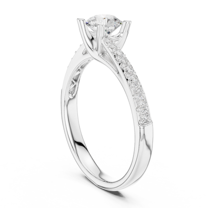 Round Brilliant Bypass Pavé Engagement Ring