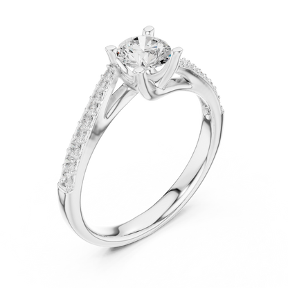 Round Brilliant Bypass Pavé Engagement Ring