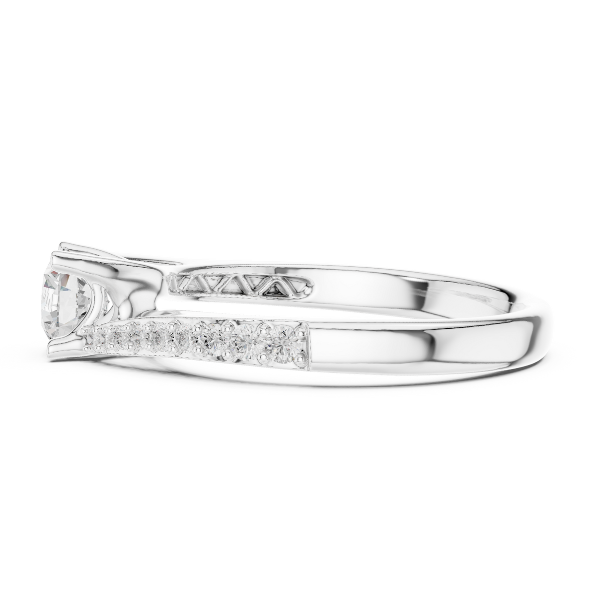 Round Brilliant Bypass Pavé Engagement Ring