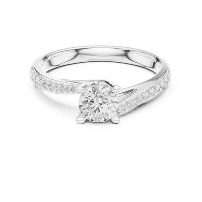 Round Brilliant Bypass Pavé Engagement Ring