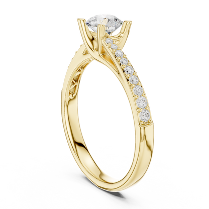 Round Brilliant Bypass Pavé Engagement Ring