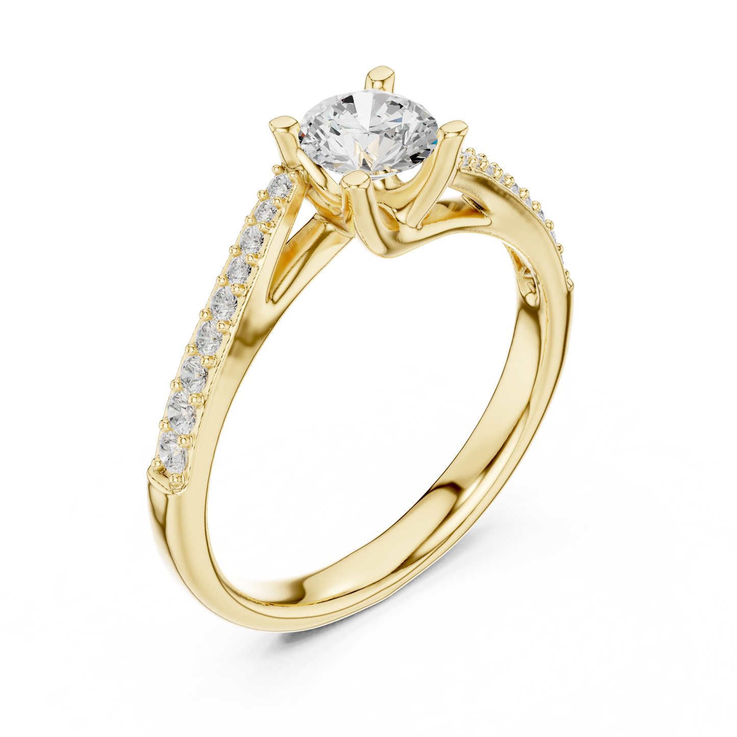 Round Brilliant Bypass Pavé Engagement Ring