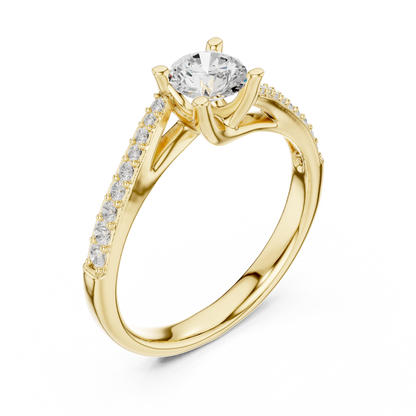 Round Brilliant Bypass Pavé Engagement Ring