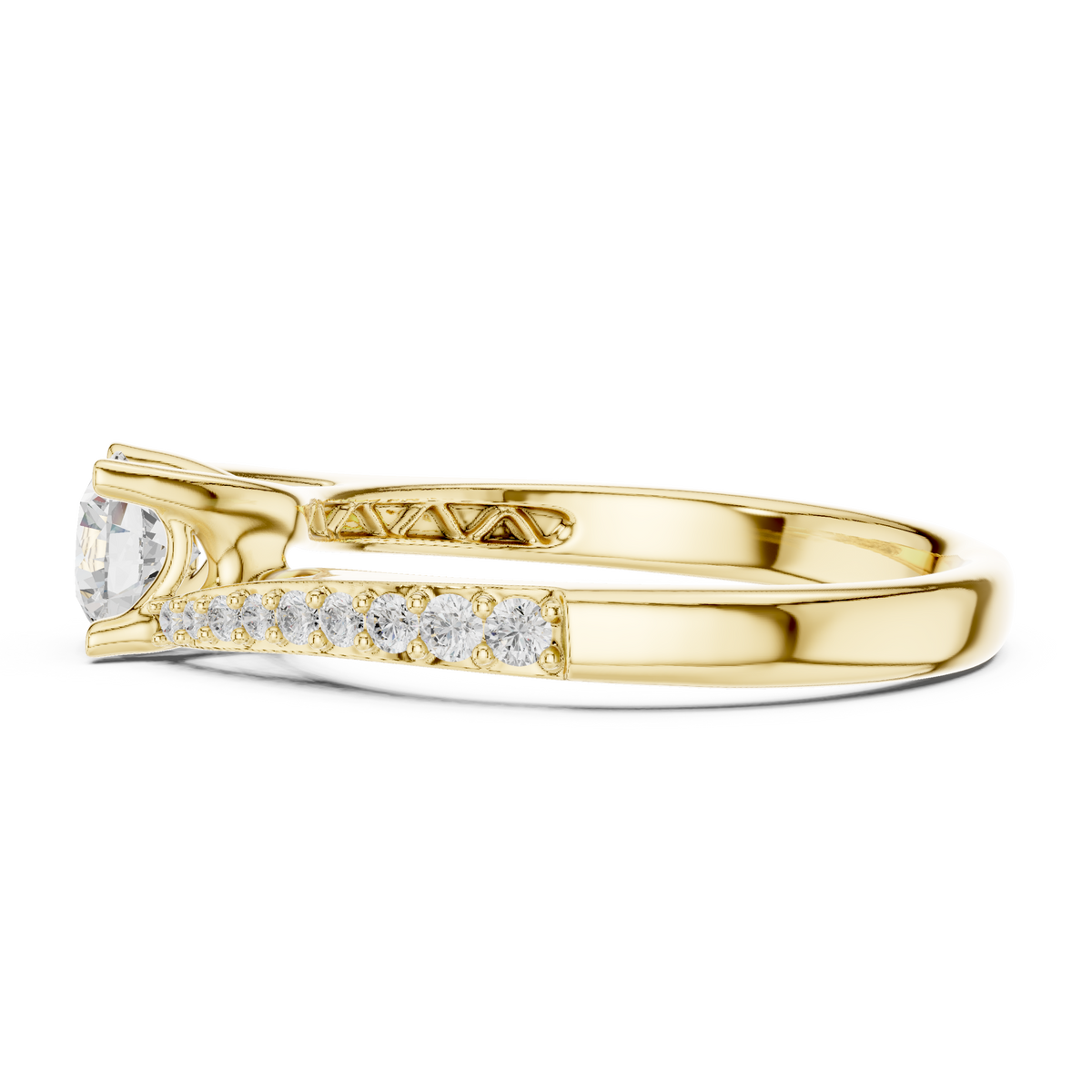 Round Brilliant Bypass Pavé Engagement Ring