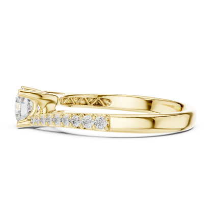 Round Brilliant Bypass Pavé Engagement Ring