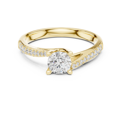 Round Brilliant Bypass Pavé Engagement Ring