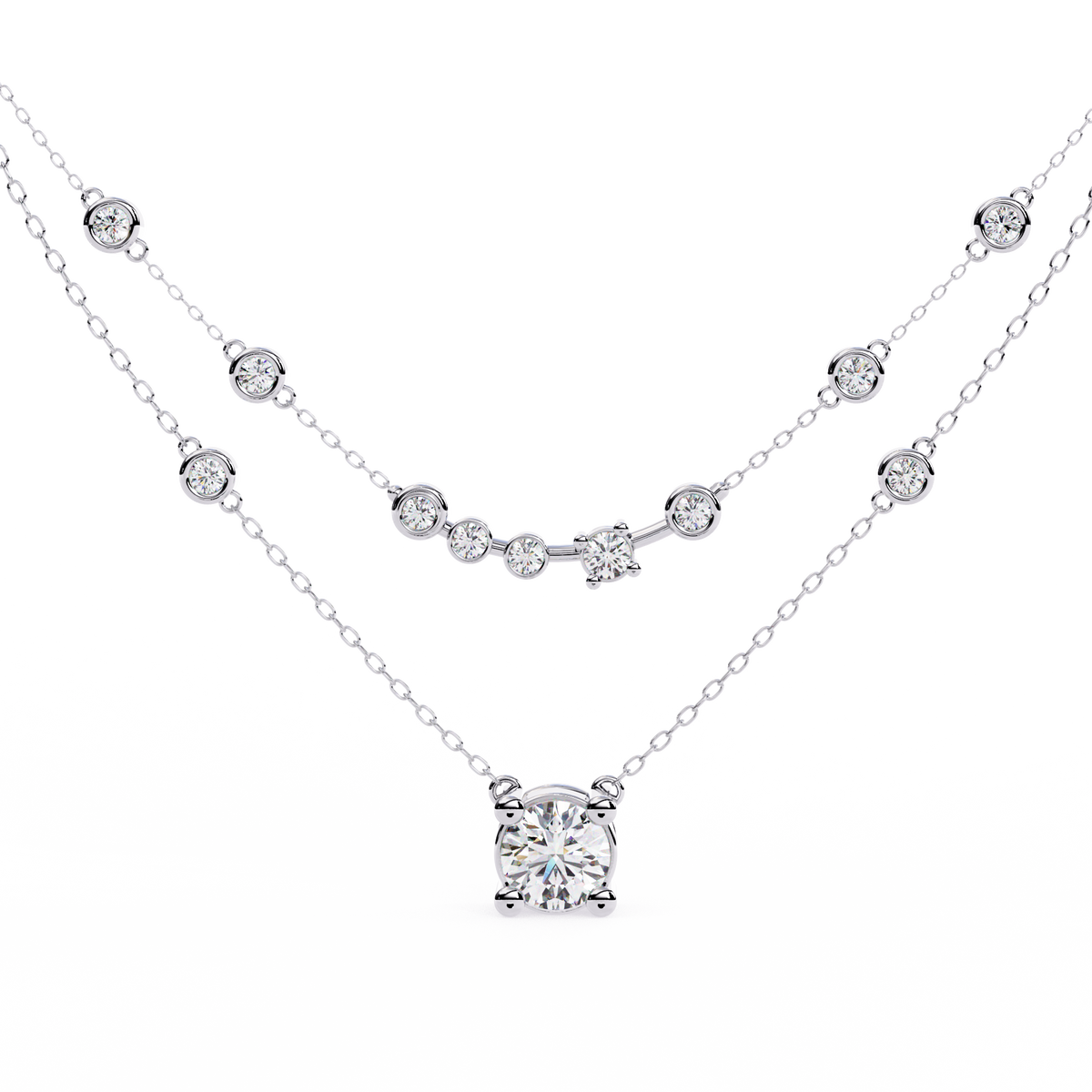 Golden Glow Dual Diamond Necklace
White Gold