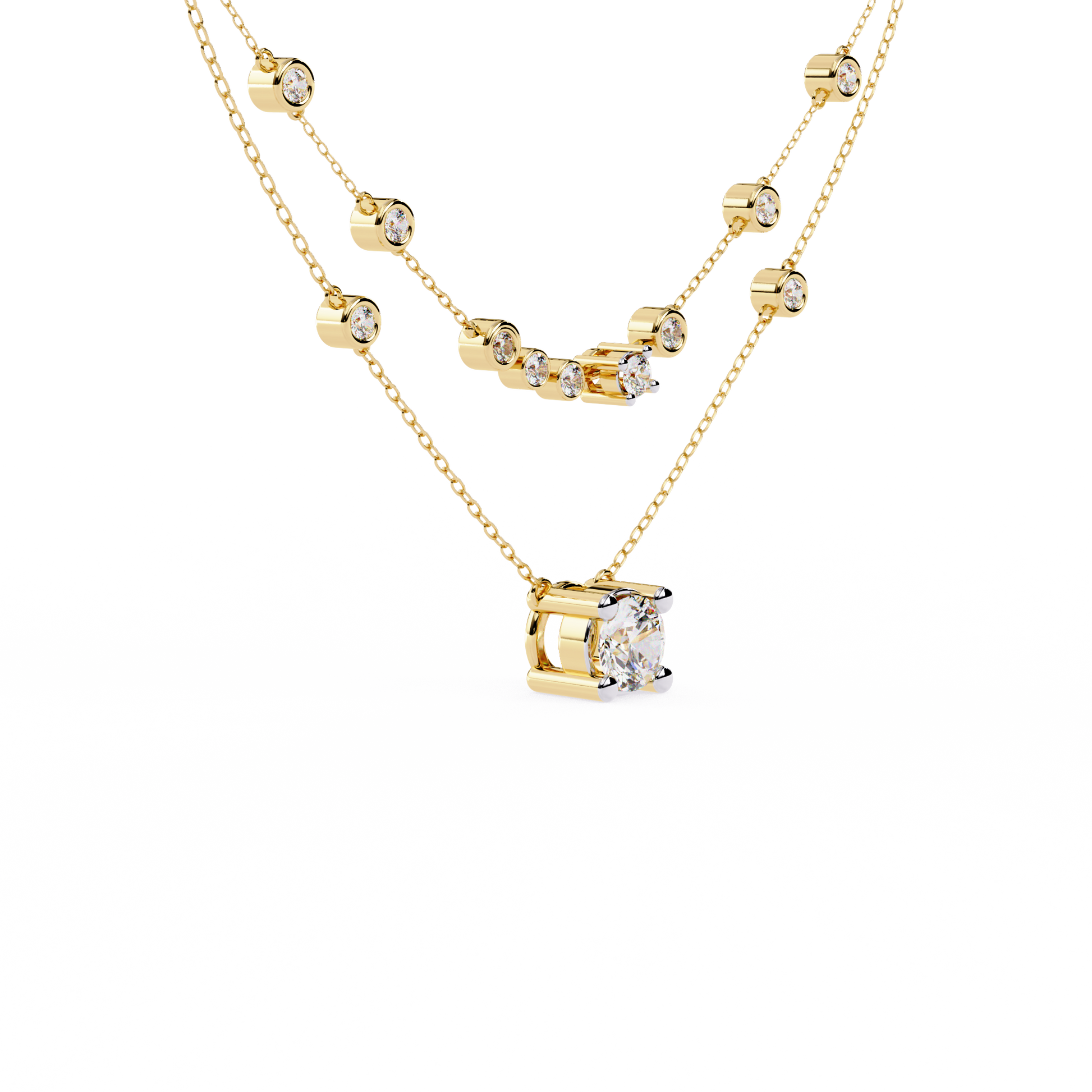 Golden Glow Dual Diamond Necklace Yellow Gold