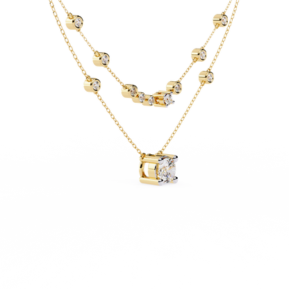 Golden Glow Dual Diamond Necklace Yellow Gold