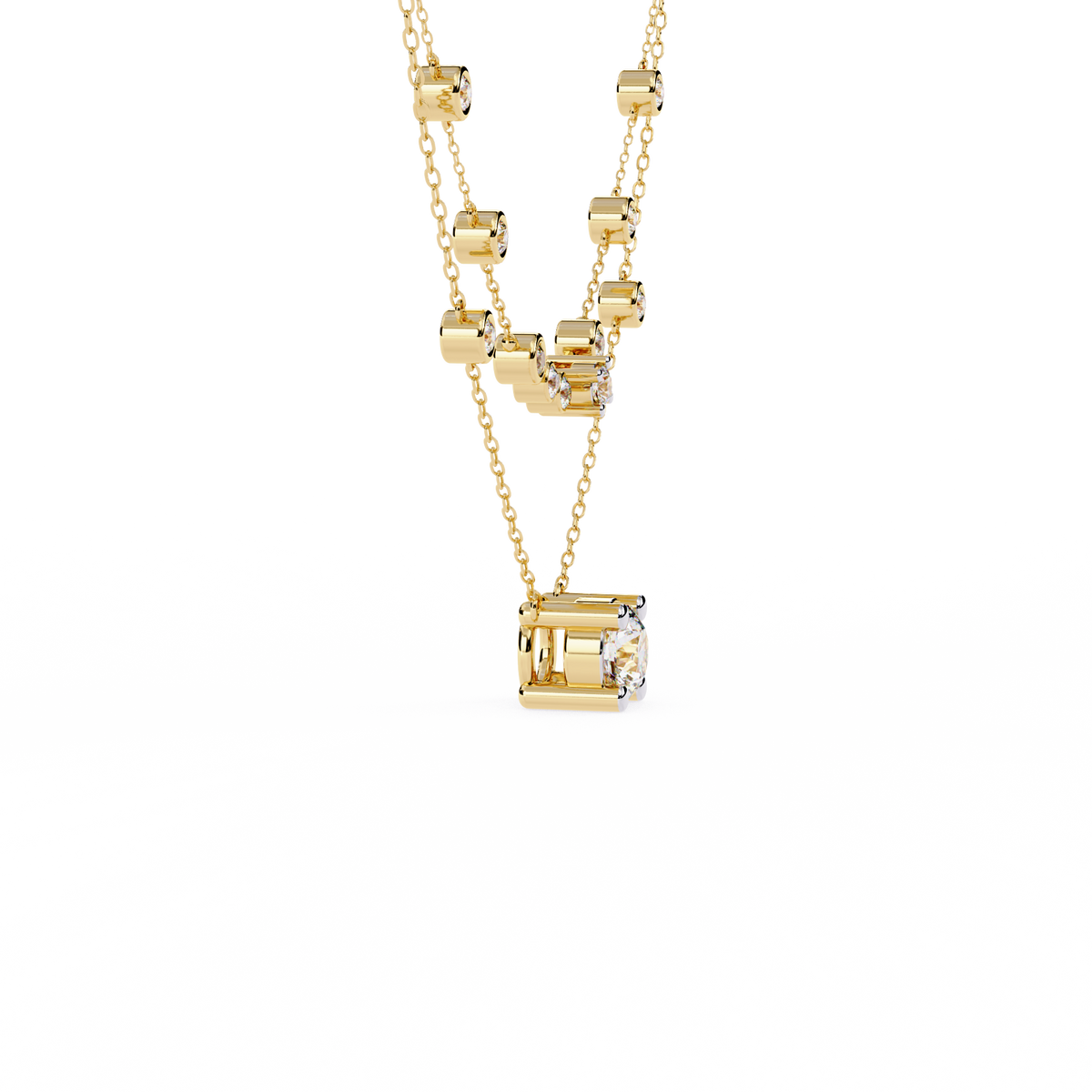 Golden Glow Dual Diamond Necklace Yellow Gold