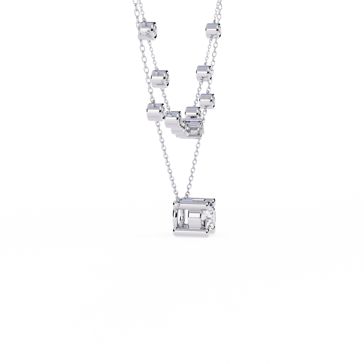 Golden Glow Dual Diamond Necklace White Gold
