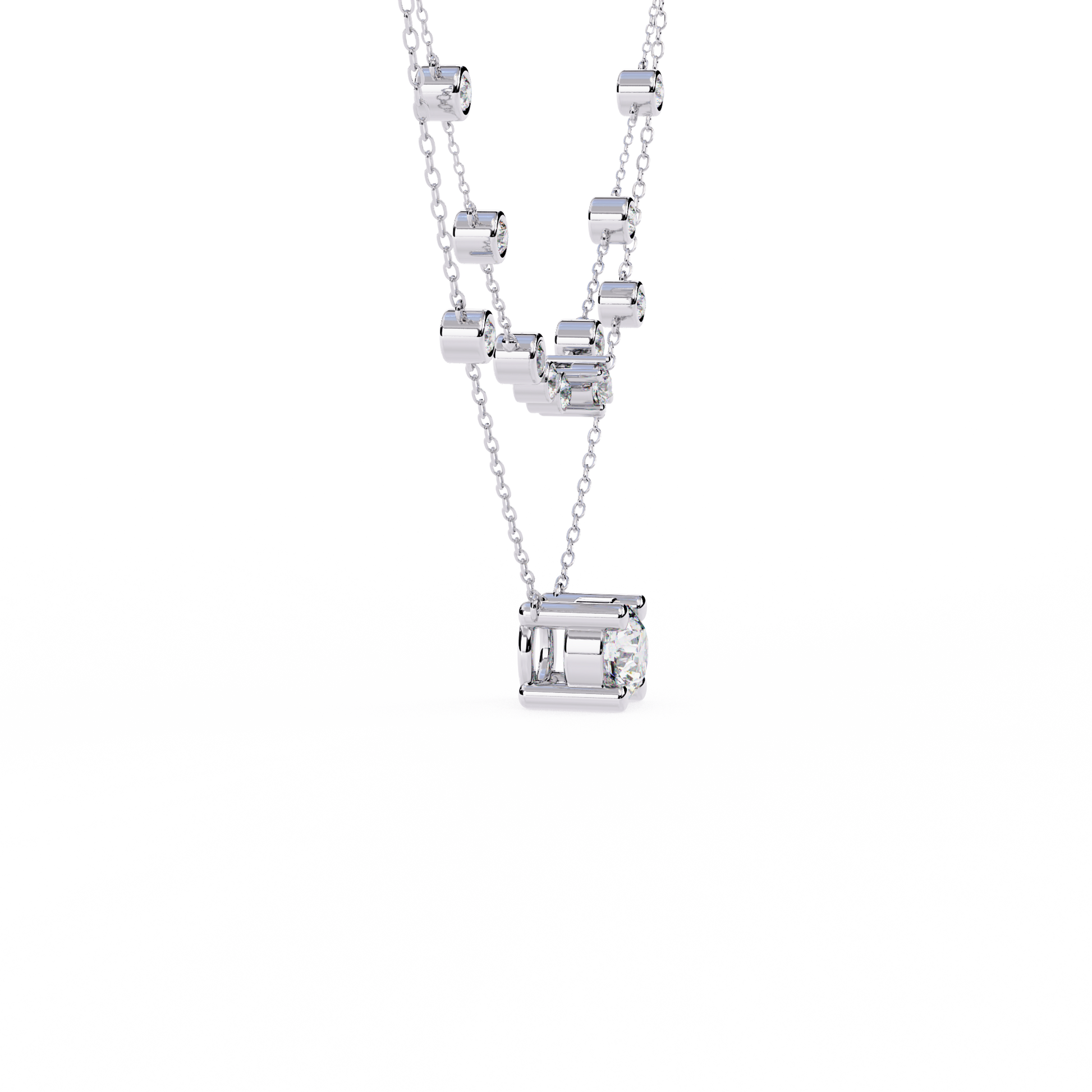 Golden Glow Dual Diamond Necklace White Gold