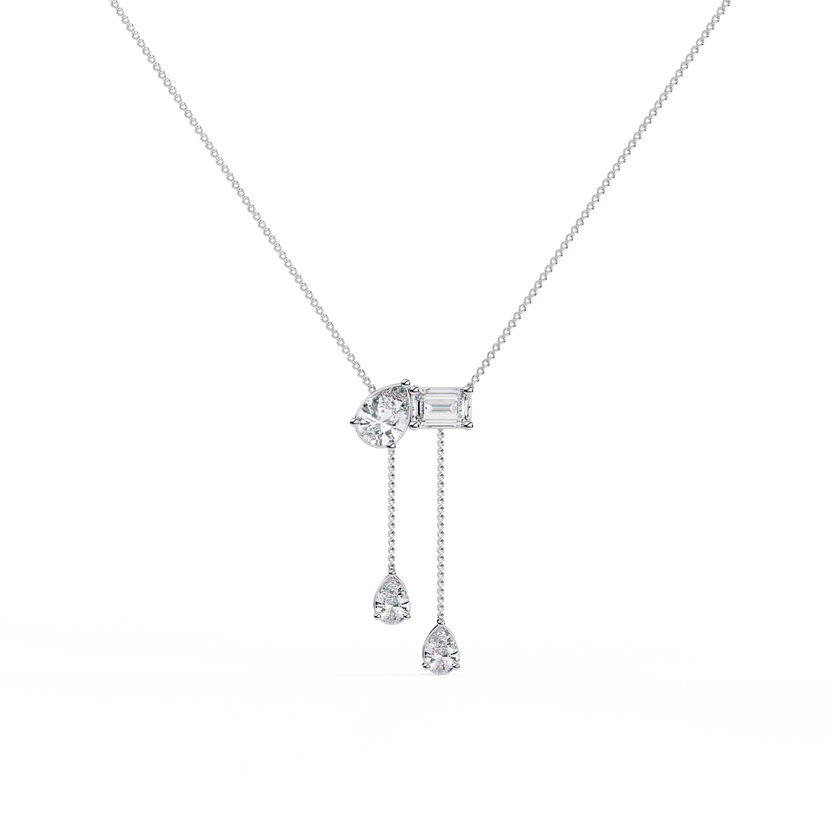 Diamond Cascade Drop Necklace White Gold