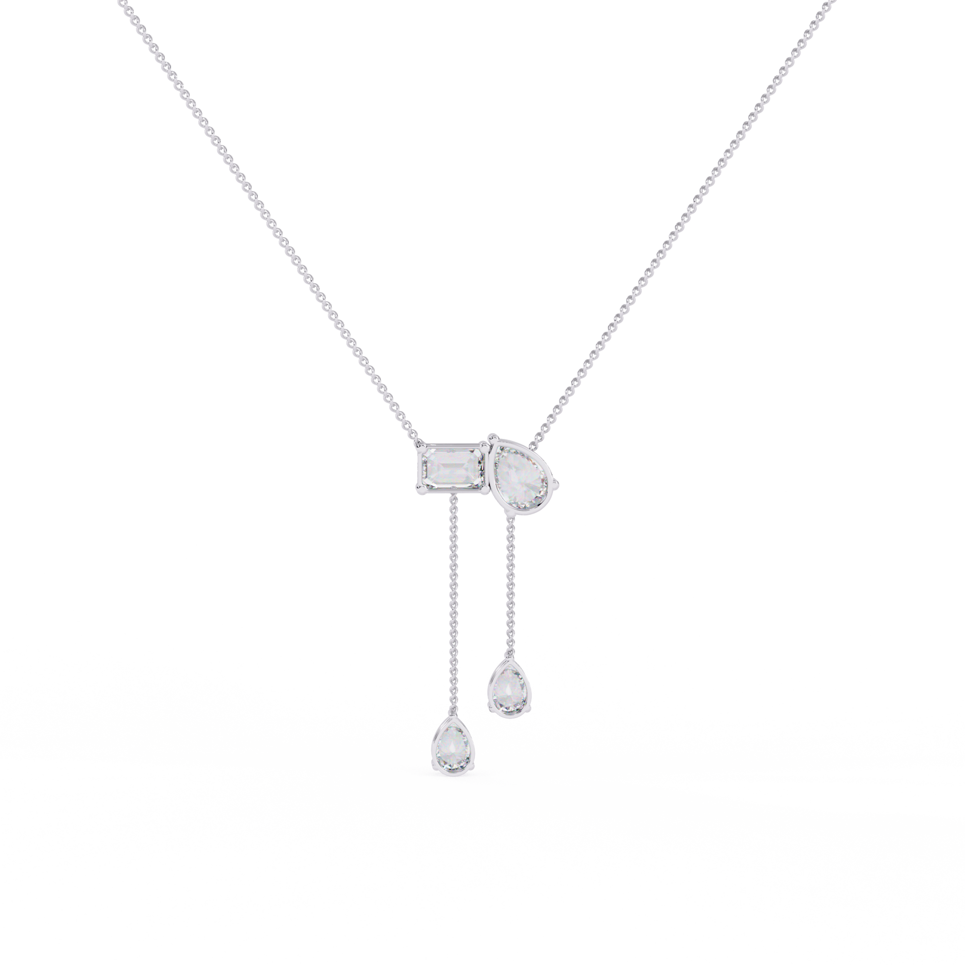 Diamond Cascade Drop Necklace White Gold