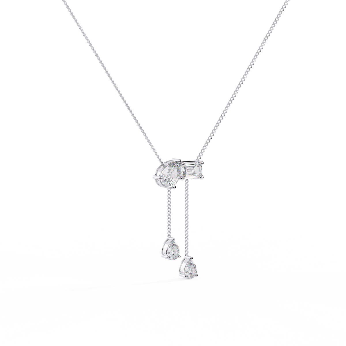 Diamond Cascade Drop Necklace White Gold
