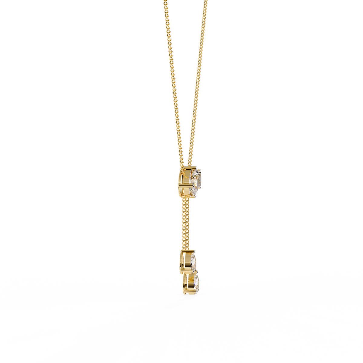 Diamond Cascade Drop Necklace Yellow Gold