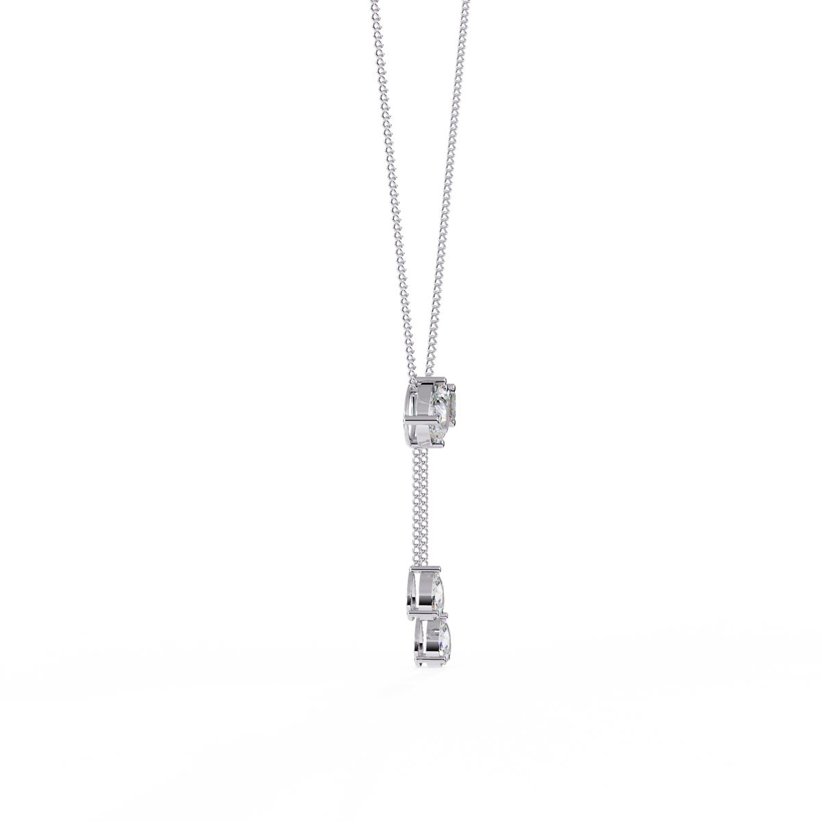 Diamond Cascade Drop Necklace White Gold
