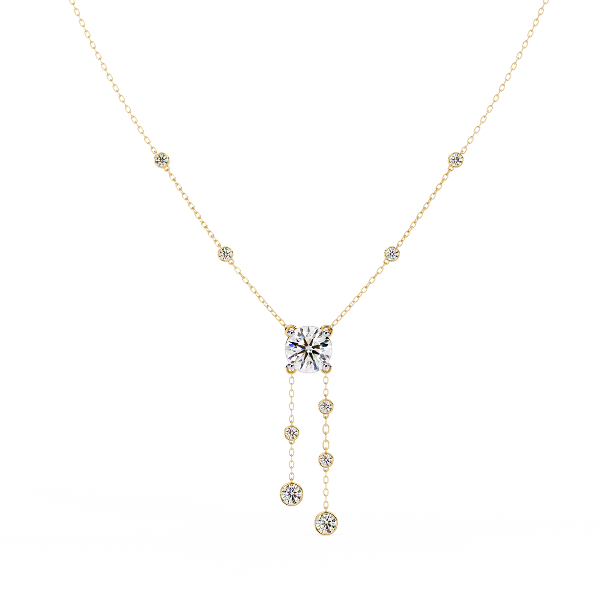 Radiant V-Drop Necklace Yellow Gold