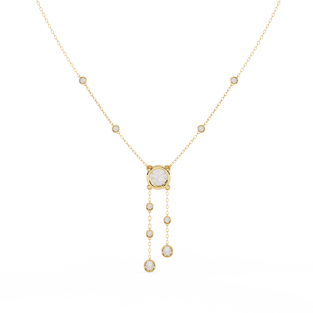 Radiant V-Drop Necklace Yellow Gold