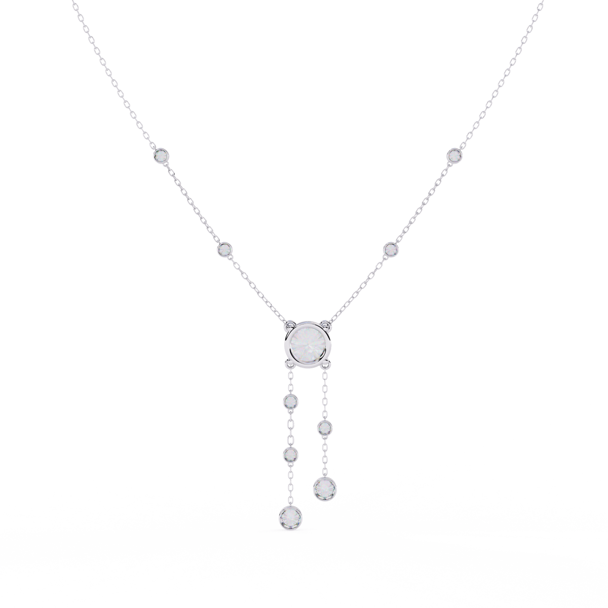 Radiant V-Drop Necklace White Gold