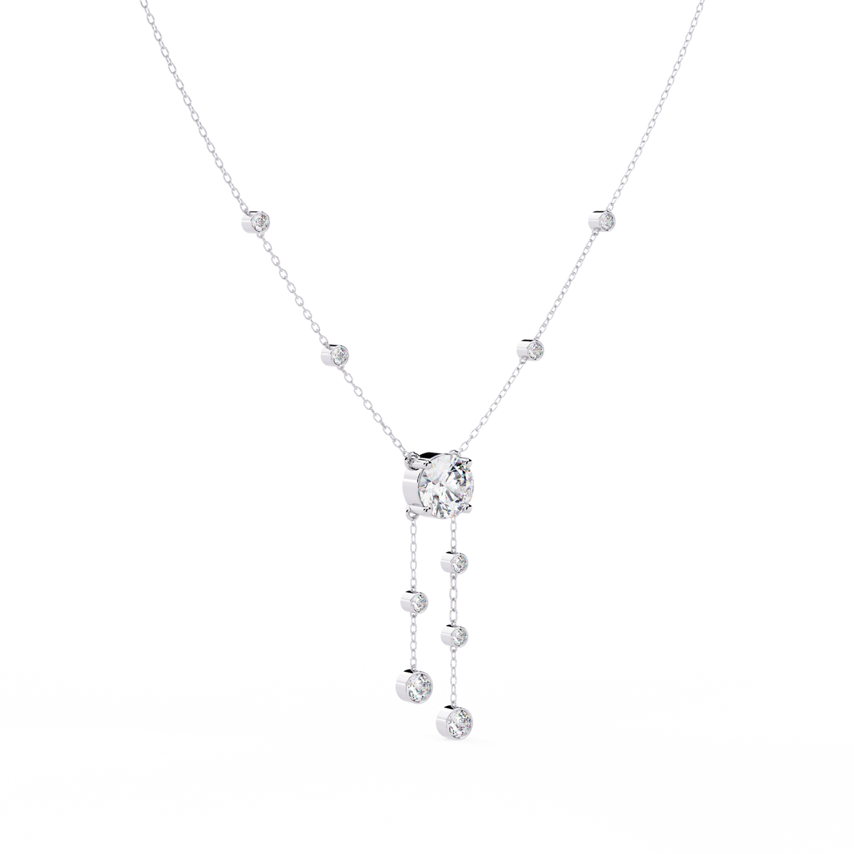 Radiant V-Drop Necklace White Gold
