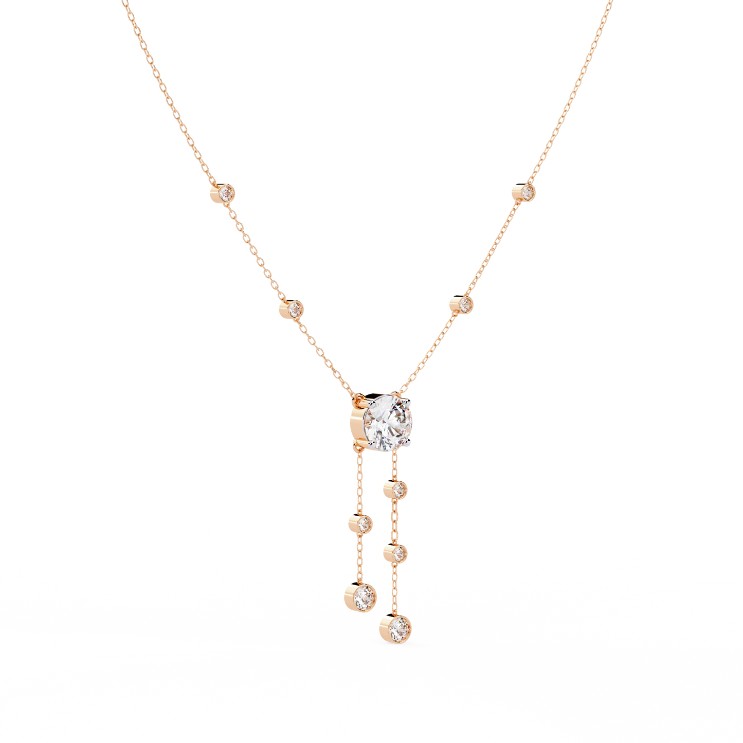 Radiant V-Drop Necklace Rose Gold