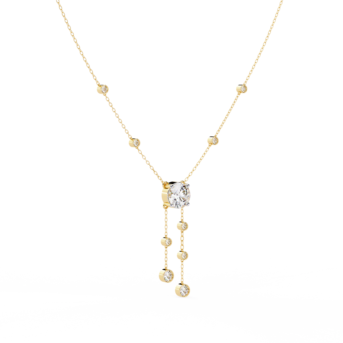 Radiant V-Drop Necklace Yellow Gold