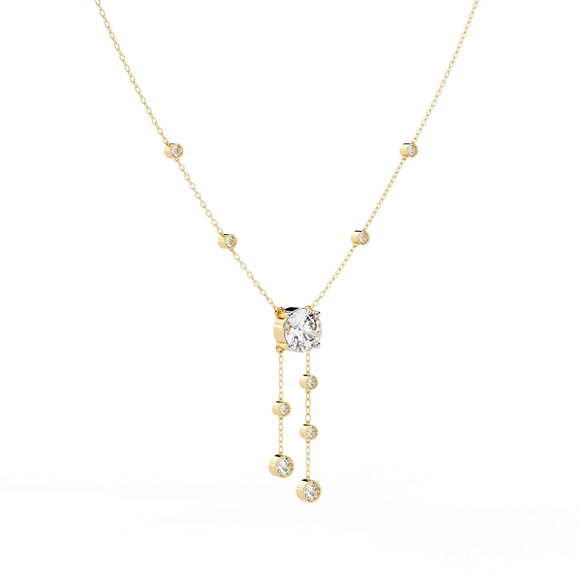 Radiant V-Drop Necklace Yellow Gold