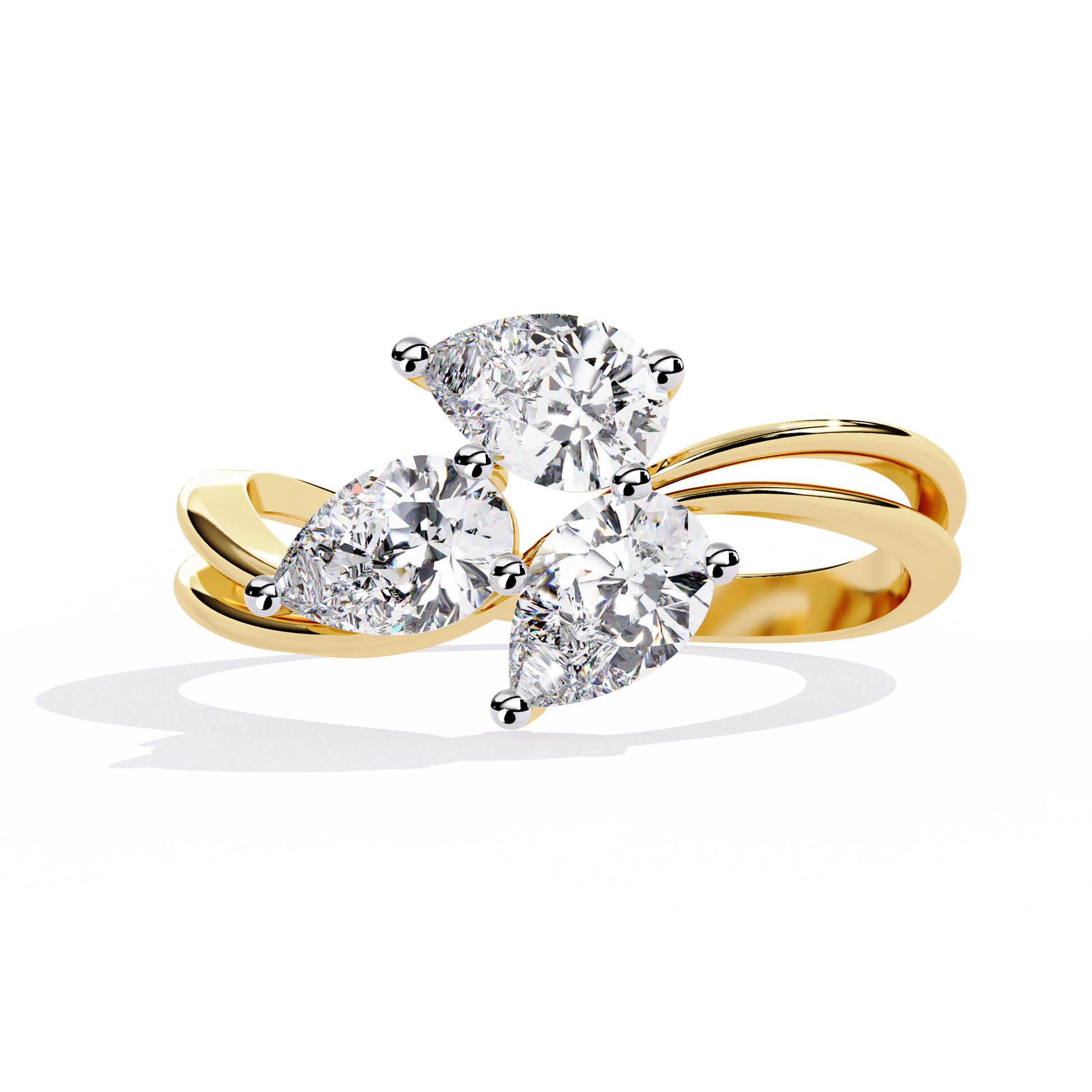 Trinity Pear Diamond Ring Yellow Gold