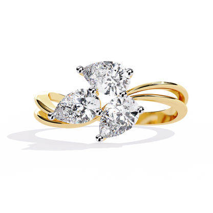 Trinity Pear Diamond Ring Yellow Gold