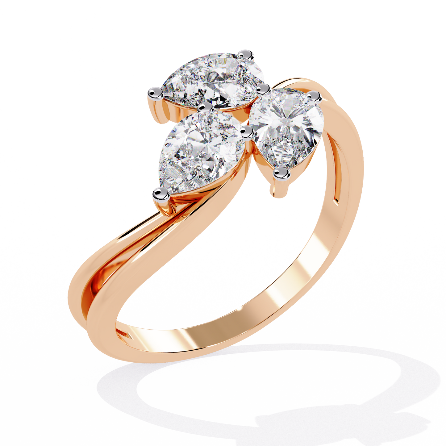 Trinity Pear Diamond Ring Rose Gold