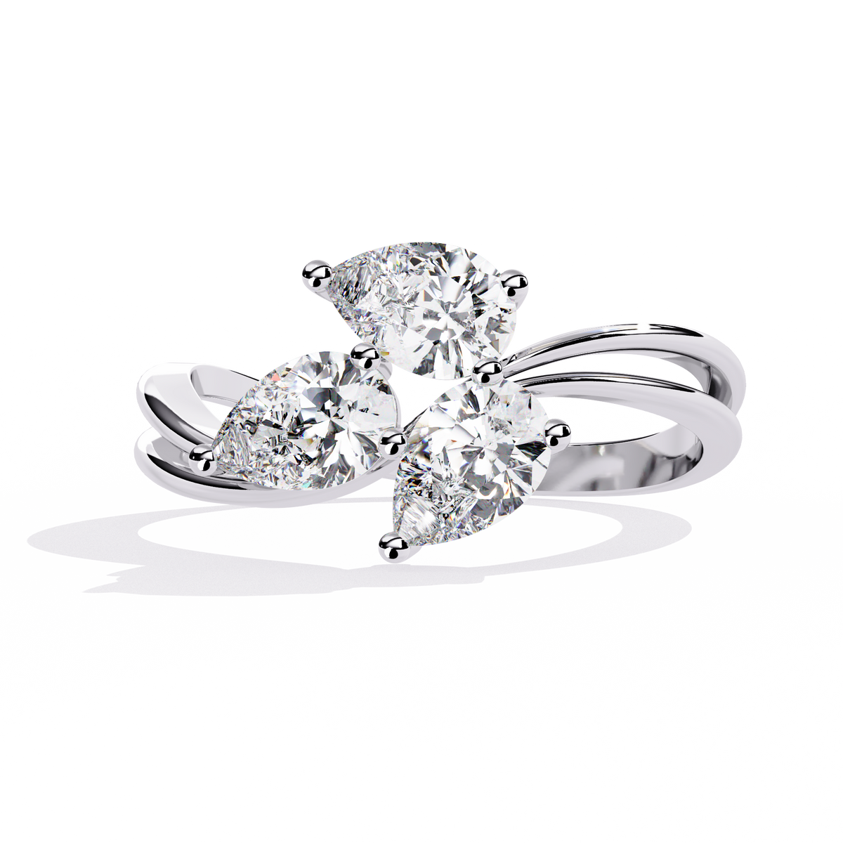 Trinity Pear Diamond Ring White Gold