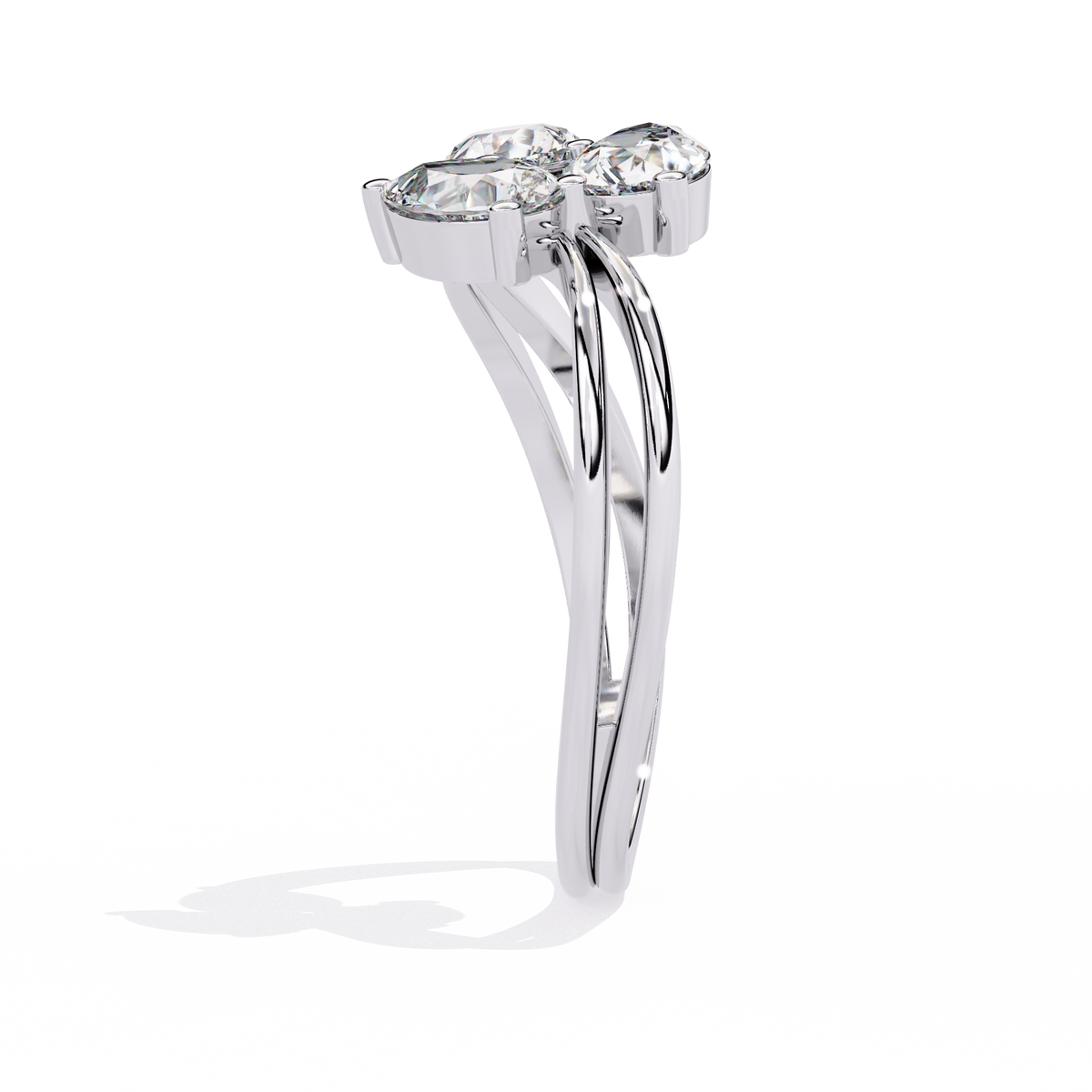 Trinity Pear Diamond Ring White Gold