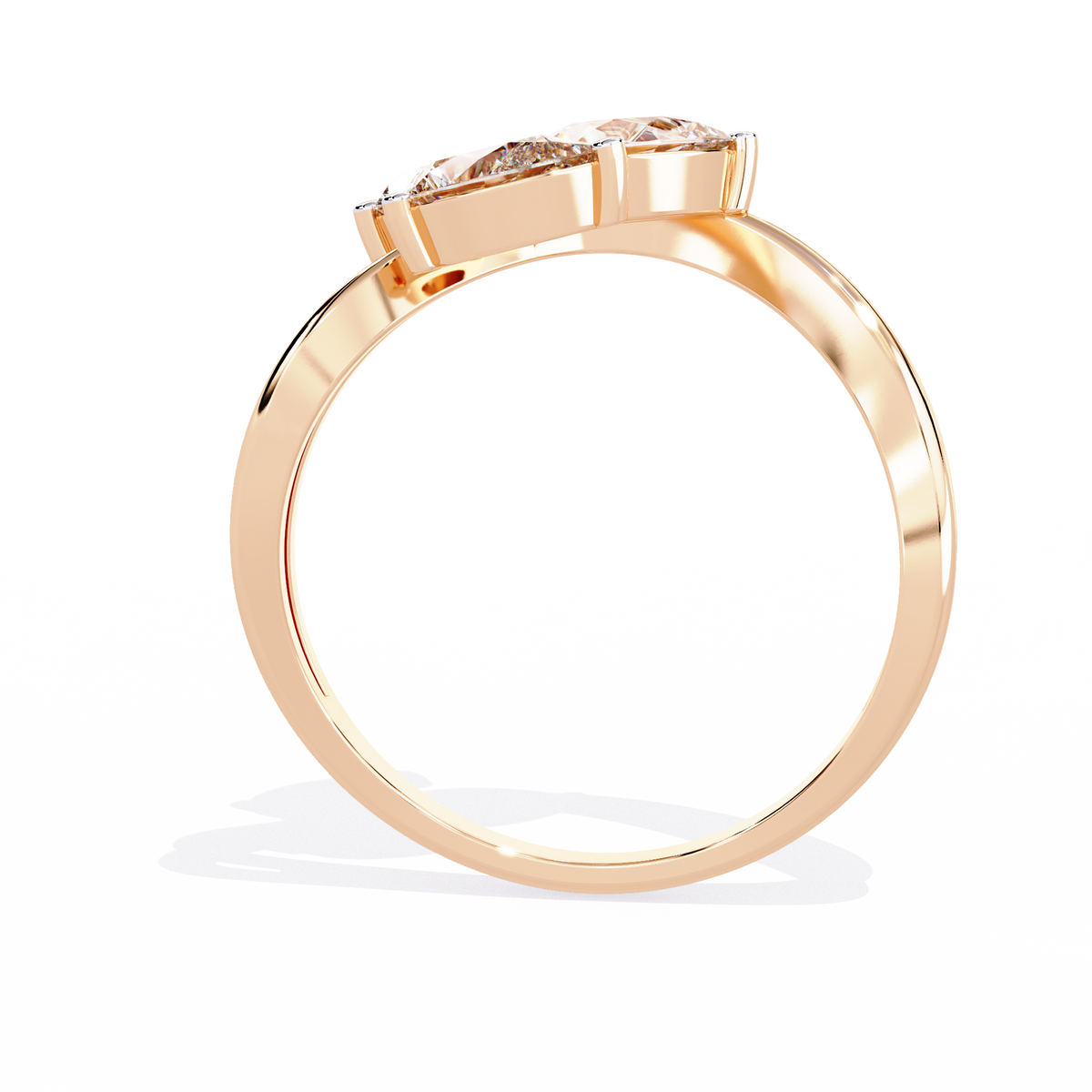 Trinity Pear Diamond Ring Rose Gold