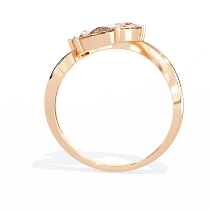 Trinity Pear Diamond Ring Rose Gold