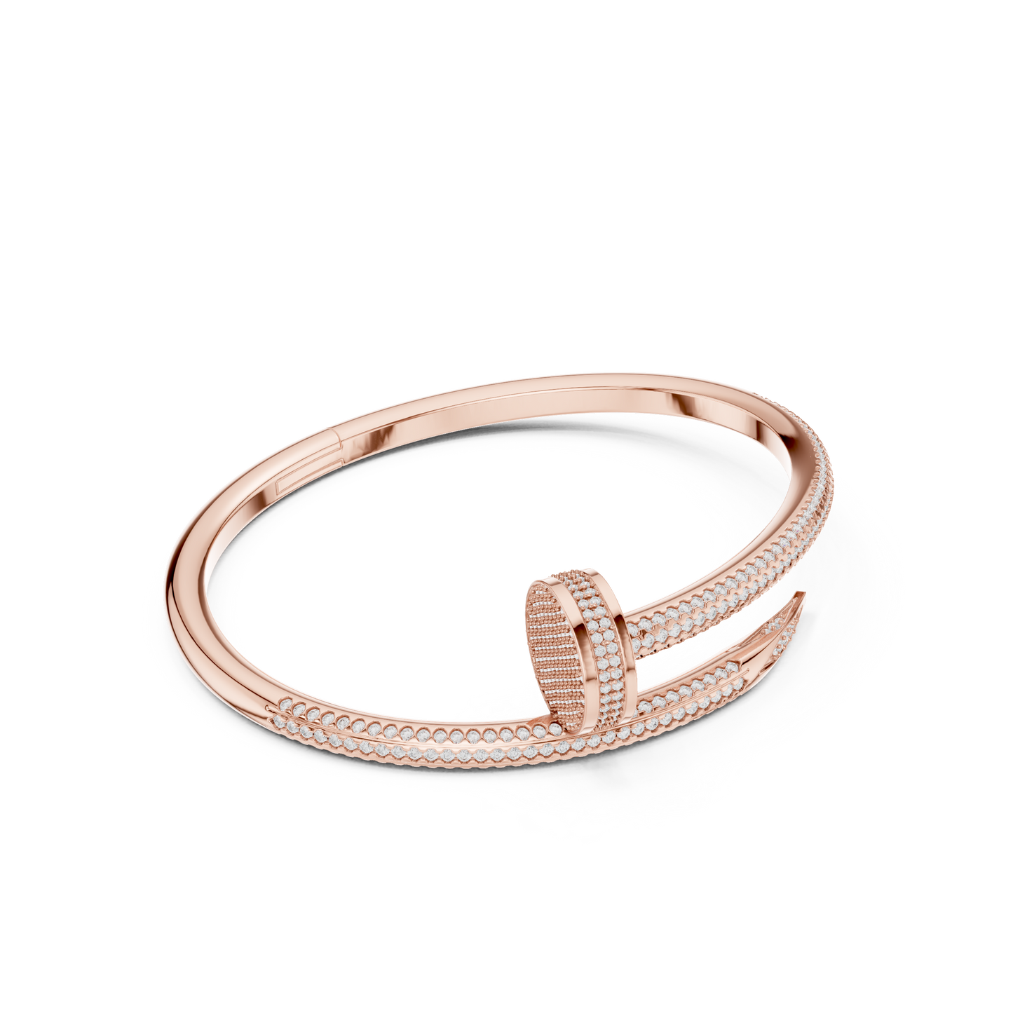 Diamond Nail Wrap Bangle Rose Gold