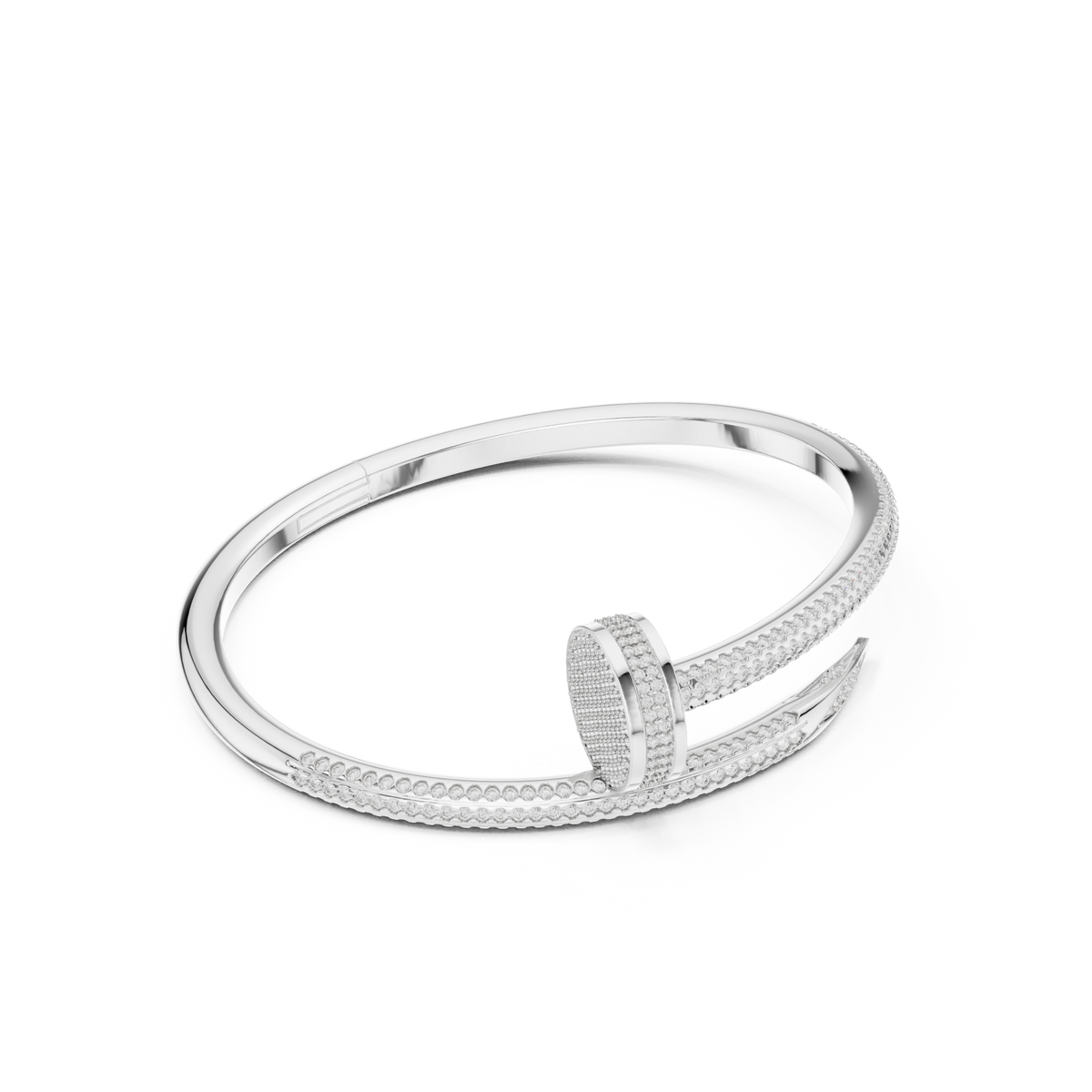 Diamond Nail Wrap Bangle White Gold