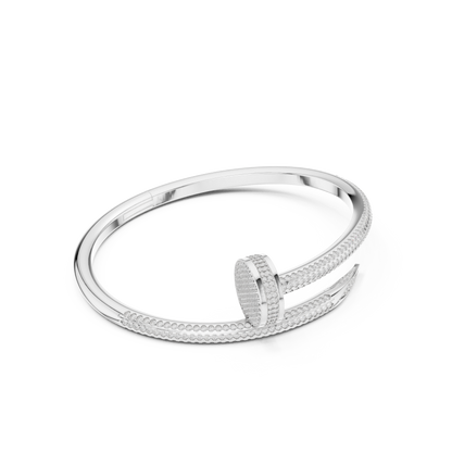 Diamond Nail Wrap Bangle White Gold